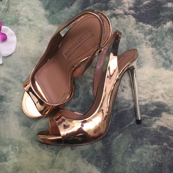 BRAND NEW GOAT LEATHER ROSE GOLD HEELS - Picture 3 of 6