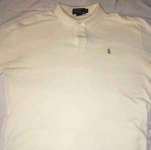 Cream colored long sleeve Polo. Size large