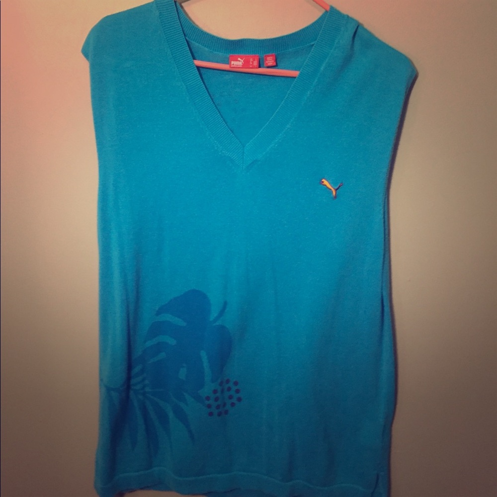 PUMA LARGE GOLF VEST BLUE WITH DESIGN