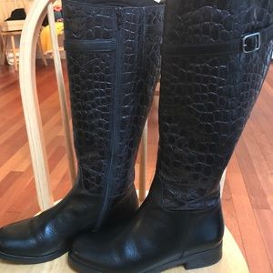 Clarks Artisan  Black Croco High Leather Boots 9M