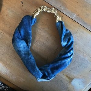 Tie dye denim turban headband
