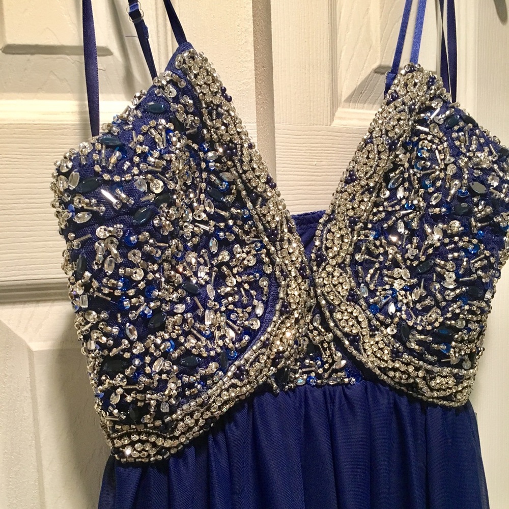 Brand New My Michelle Royal Blue Jewel Top Gown. - Picture 5 of 6
