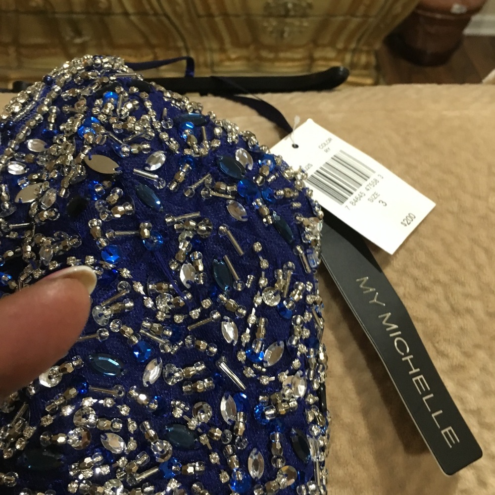 Brand New My Michelle Royal Blue Jewel Top Gown. - Picture 6 of 6