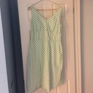 A green and white dress