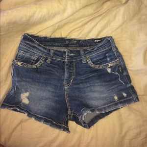 Silver jean shorts