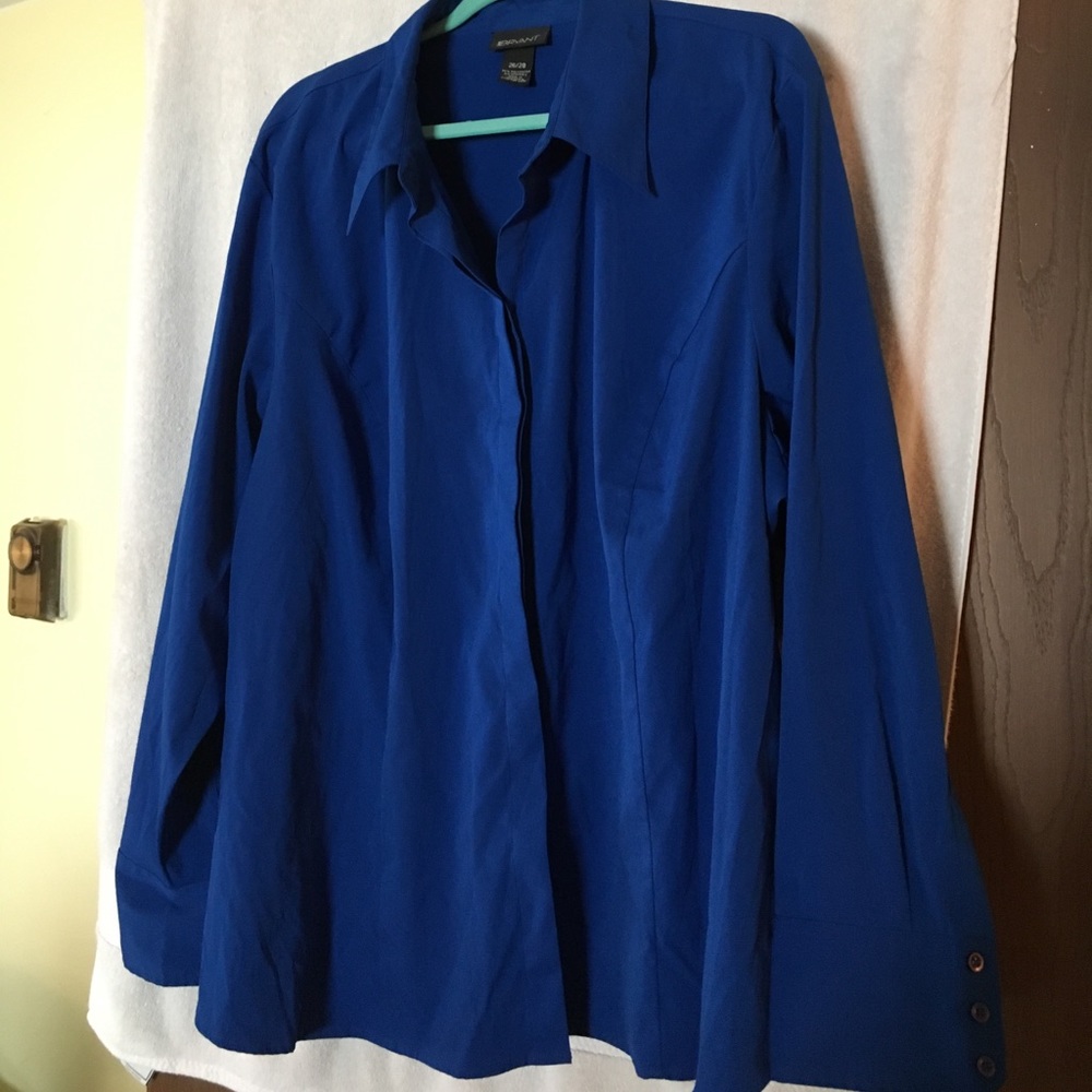 Lane Bryant 26/28 Royal Blue Button Down