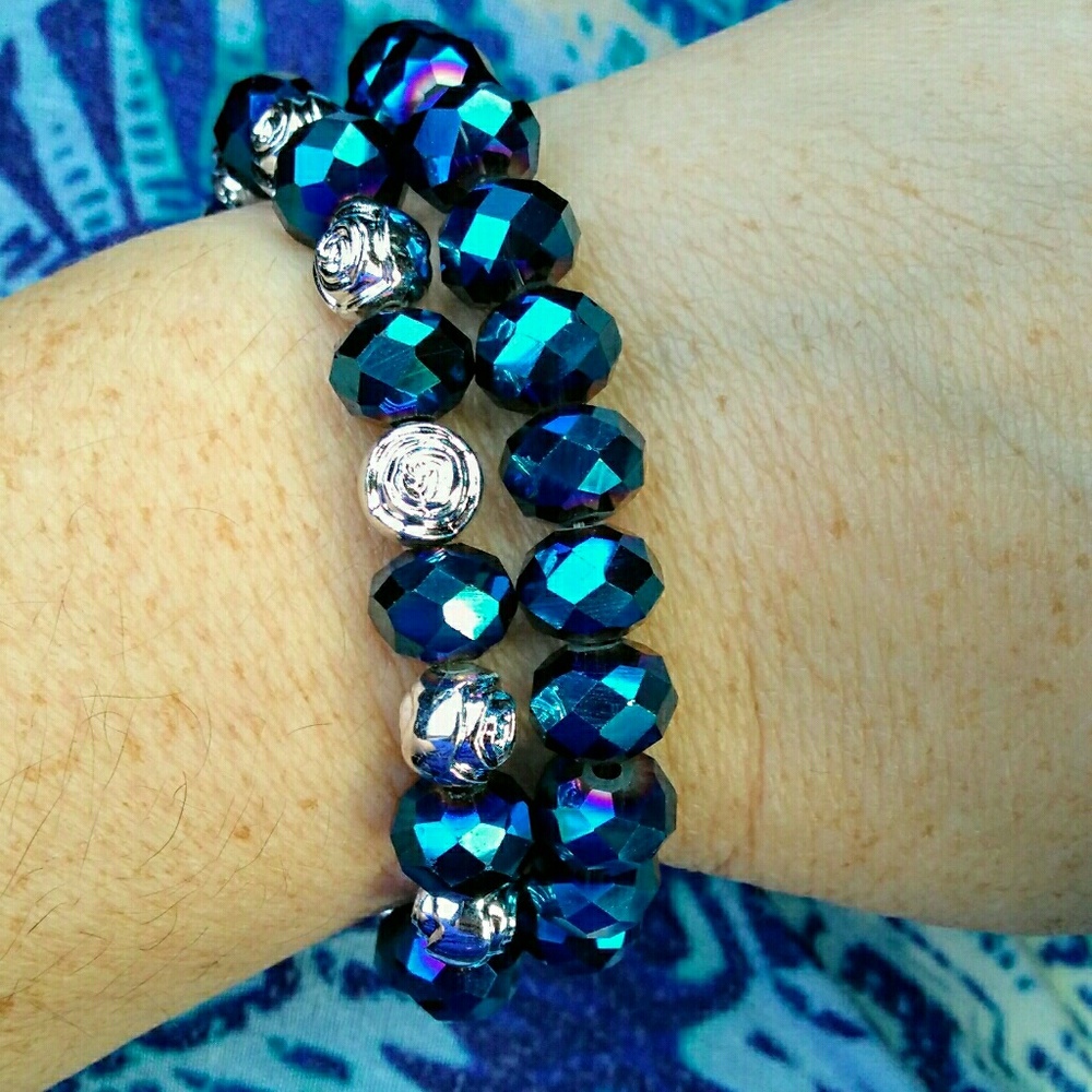 Blue Crystal Beaded Bracelets