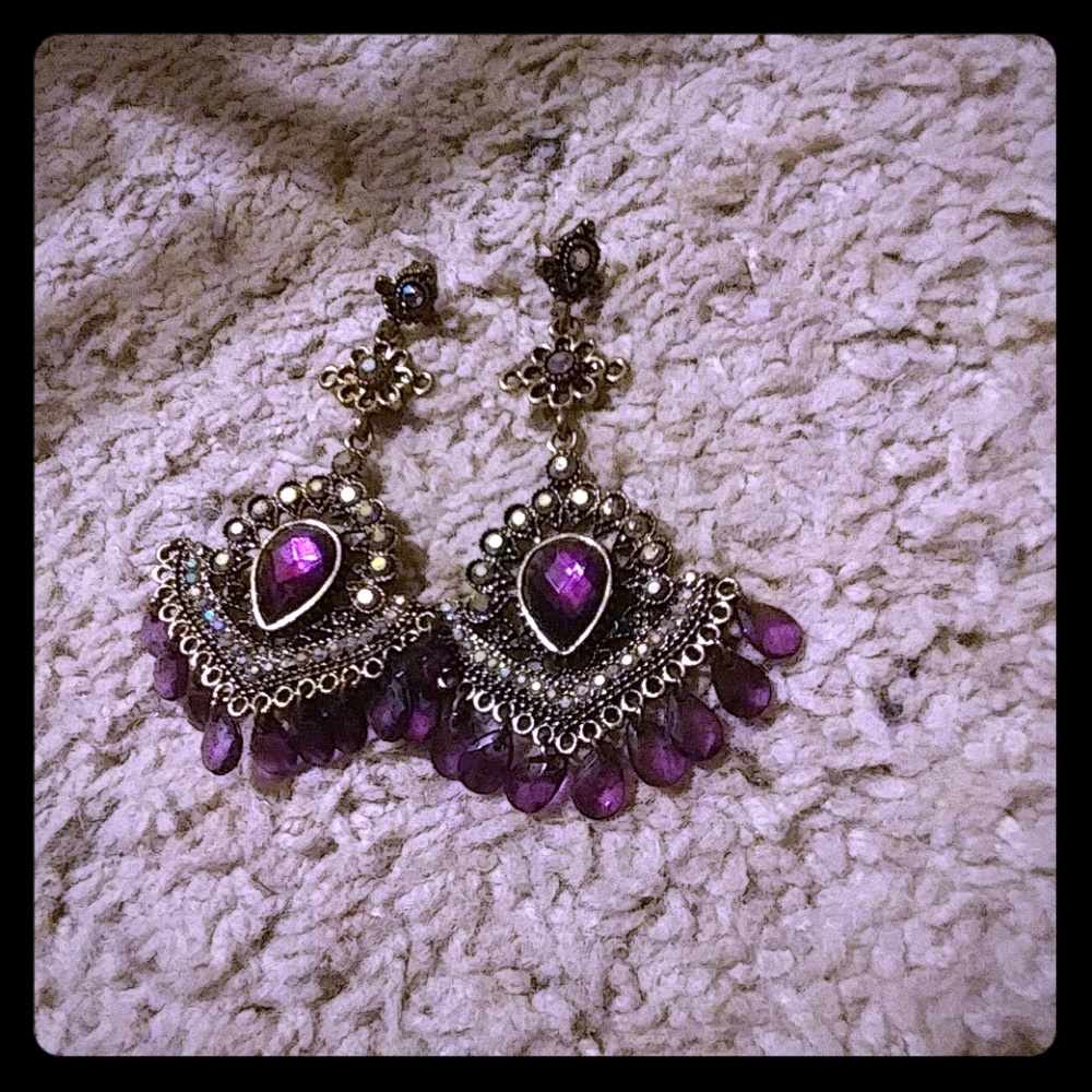 Purple formal earrings
