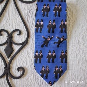 Ian Heath British Bobby Print Silk Tie