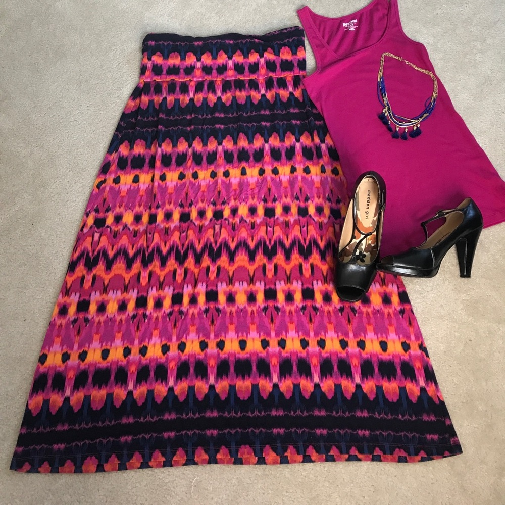 Indian Summer Sunset Maxi Skirt XL