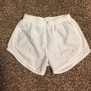 White Nike athletic shorts