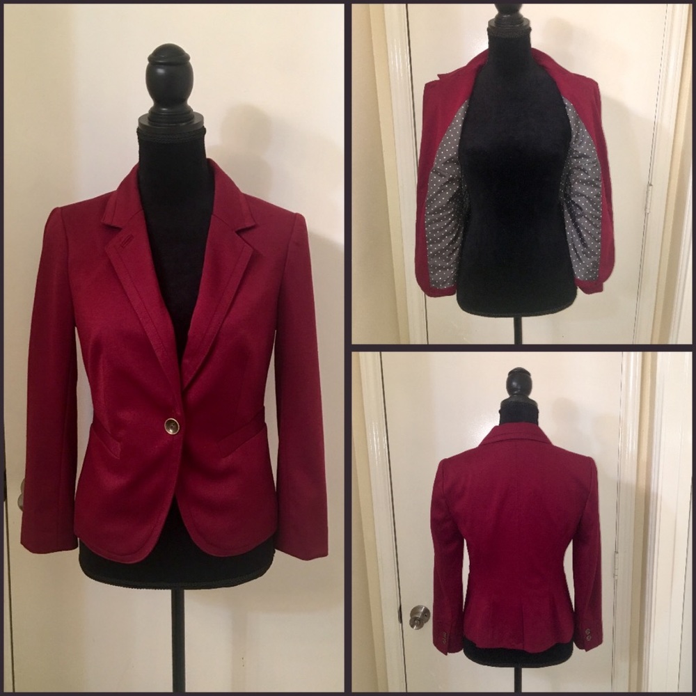 The Limited Red Ponte Knit Blazer NWT