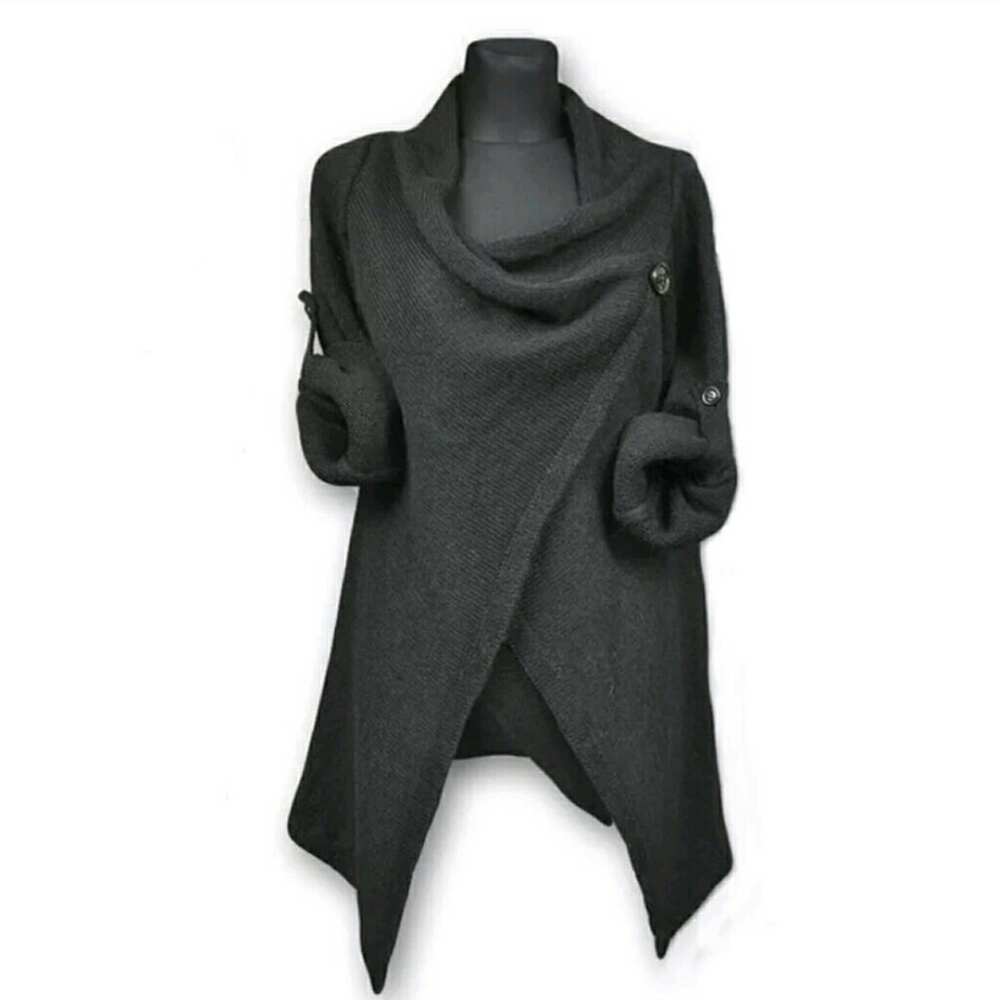 NWOT Black wrap sweater poncho type