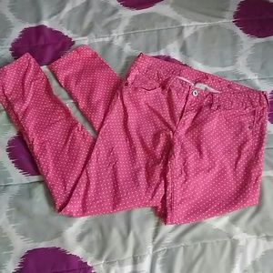 Pink & white polka dot arizona ankle pants
