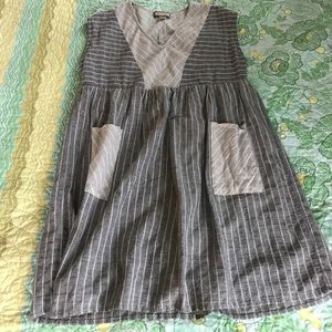 Grey striped empire waist dress