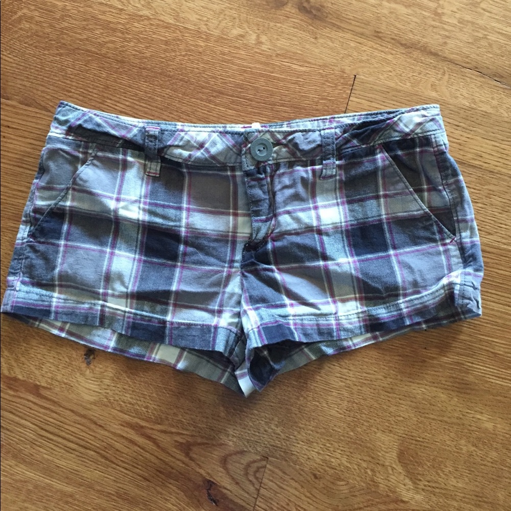 Black and Grey Plaid Shorts