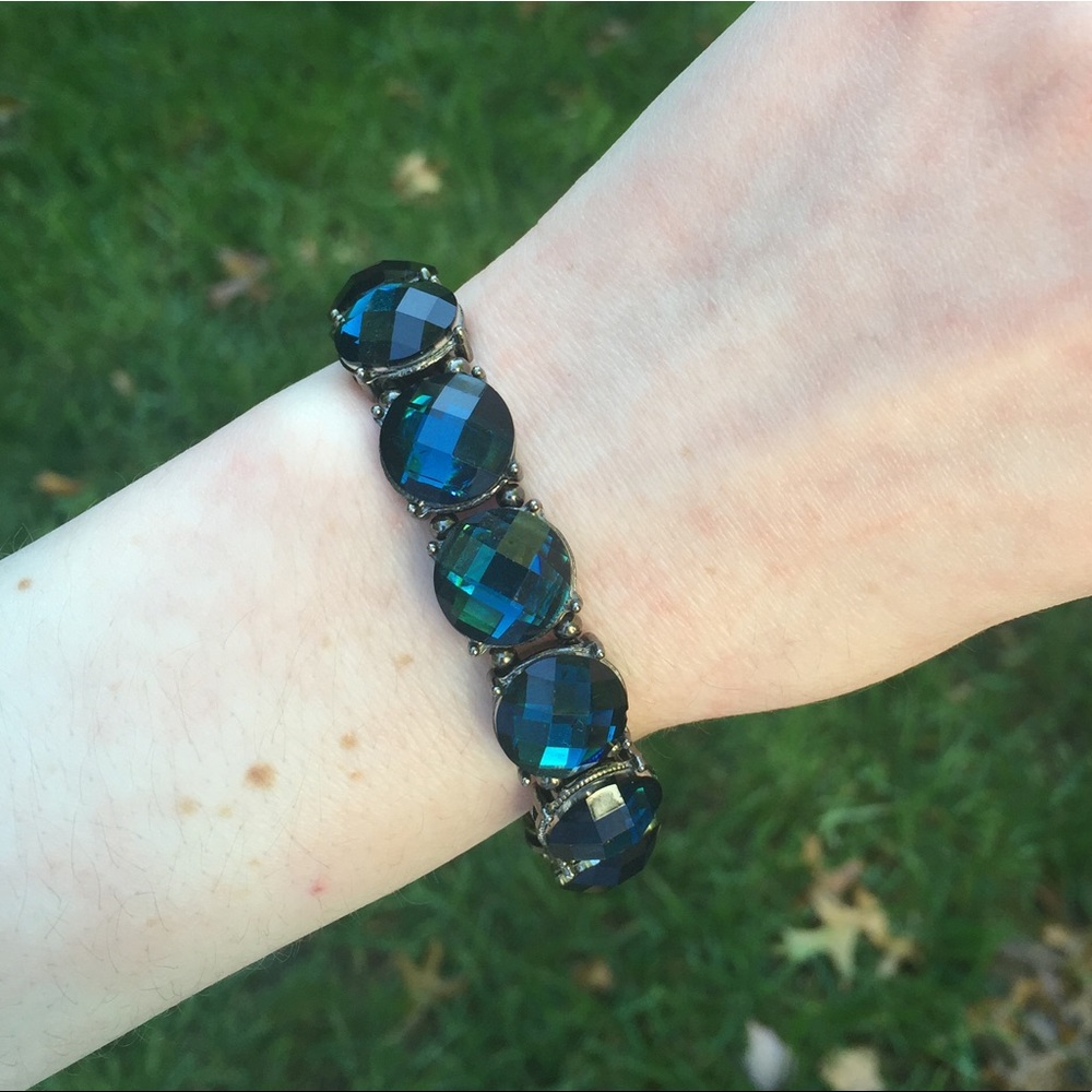 Iridescent Blue Jeweled Bracelet