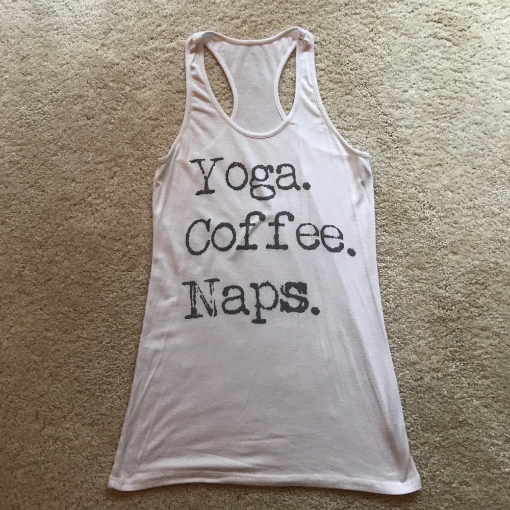 Yoga, Coffee, Naps tank, GUC (slight pilling)