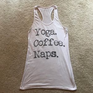 Yoga, Coffee, Naps tank, GUC (slight pilling)