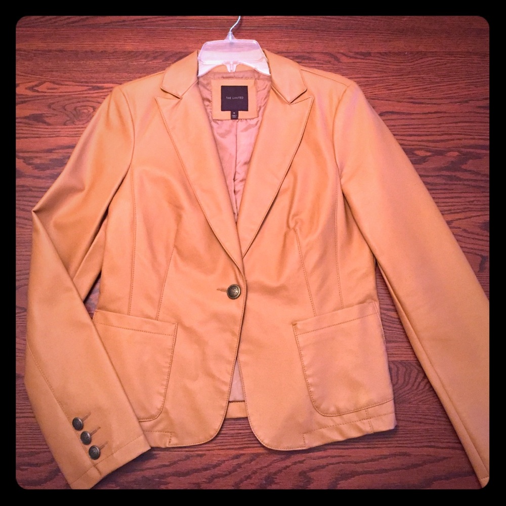 The Limited faux leather blazer, brass buttons (M)