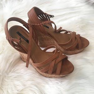 Brown strap wedges