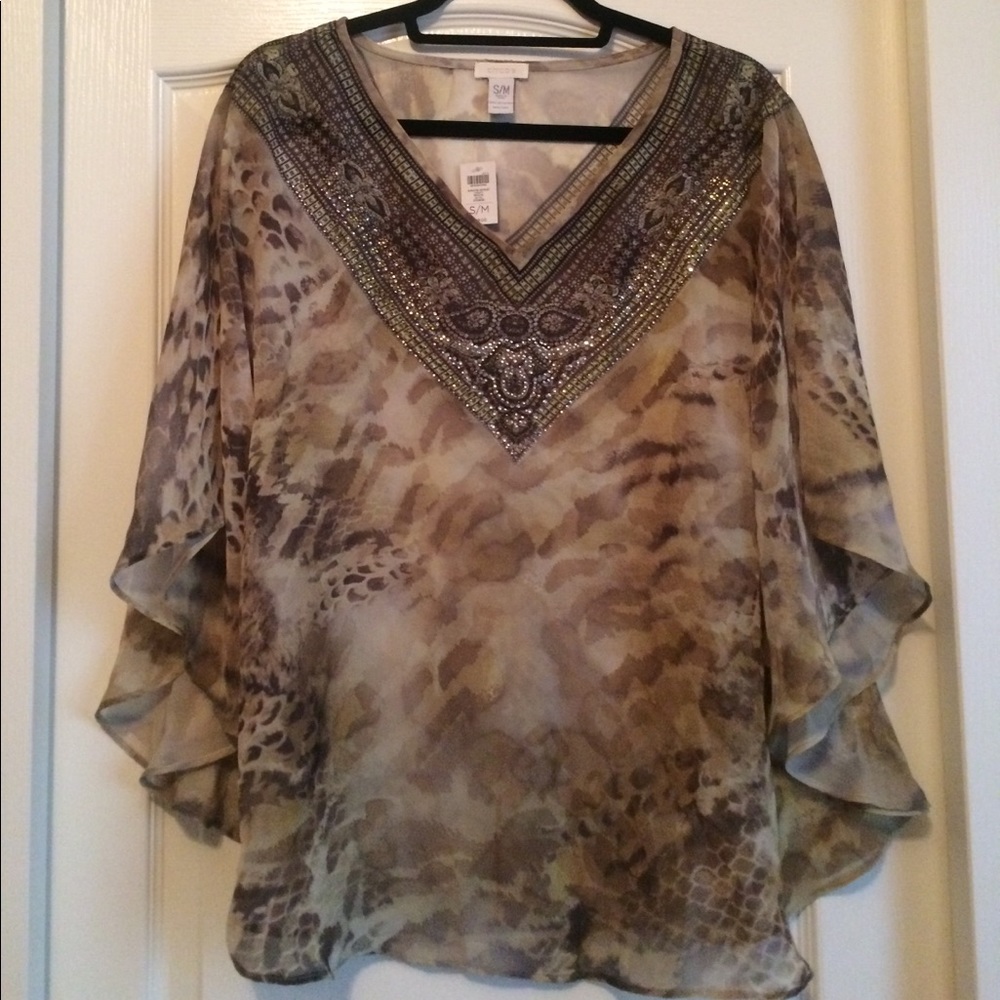 ❤️Stunning Chico's Sheer Top. Size S/M. NWT