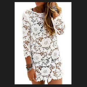 Lace mini dress beach cover up 27.5"