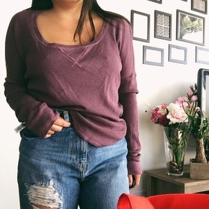 Splendid thermal long sleeve waffle shirt