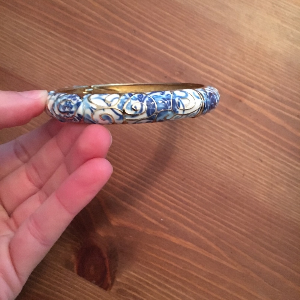 Blue and gold bangle bracelet