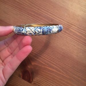 Blue and gold bangle bracelet