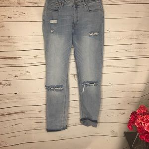 Distressed boyfriend jeans