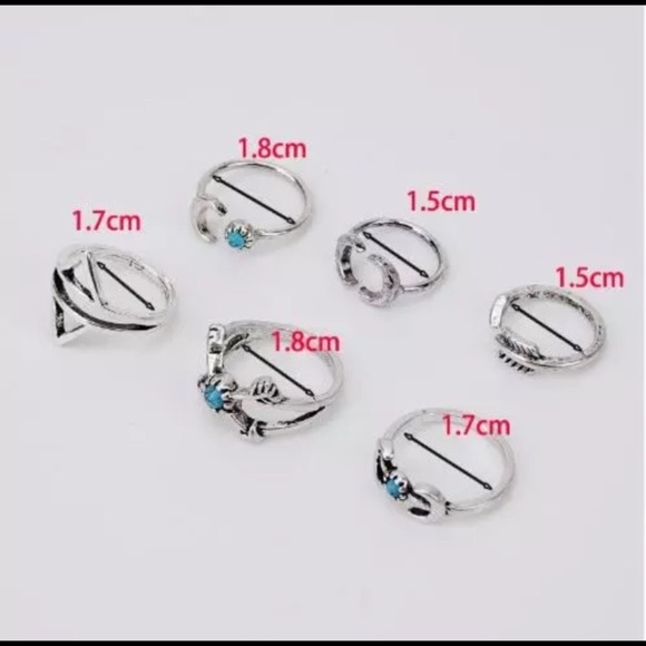 4pc Silver Boho Moon Ring Set - Picture 2 of 2