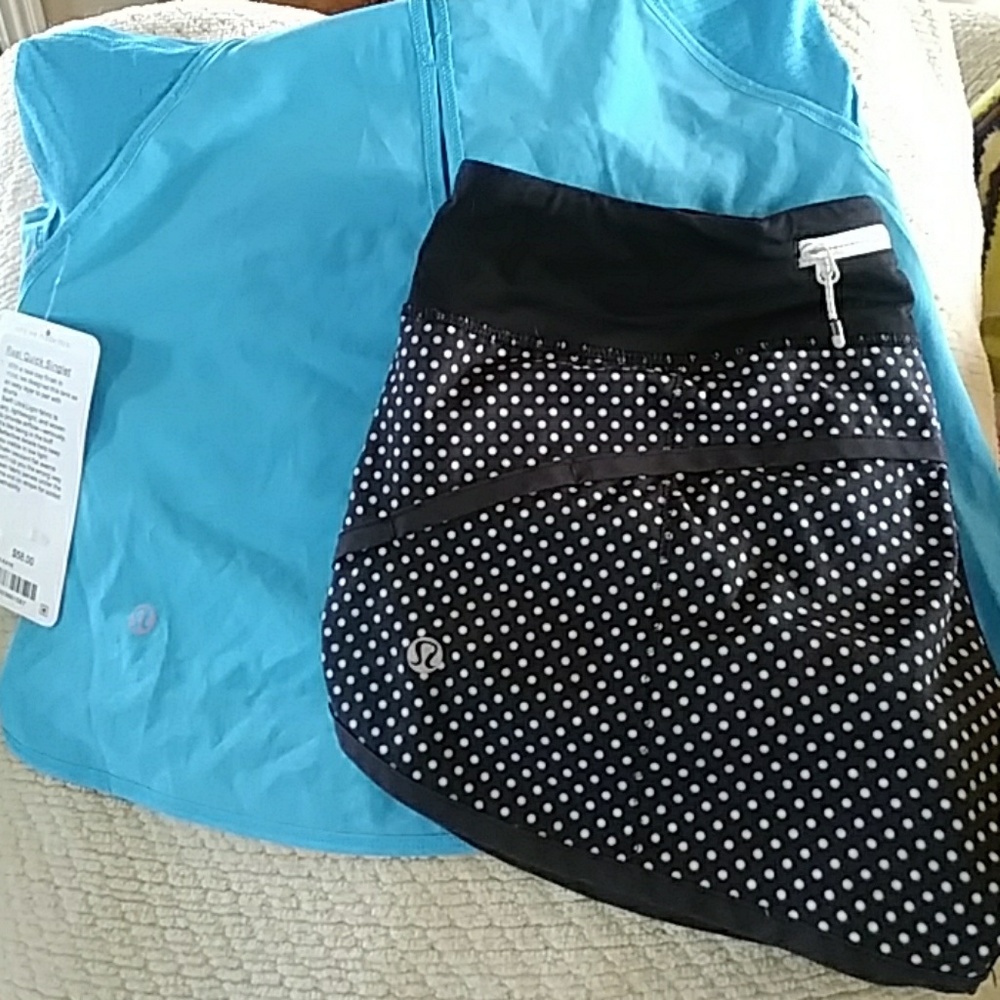 Lululemon black/white polka dot speed shorts