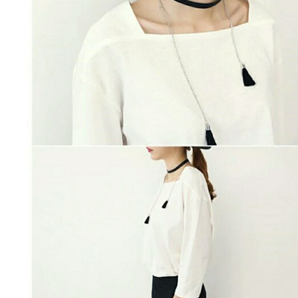 Leather/Chain Tassel wrap necklace