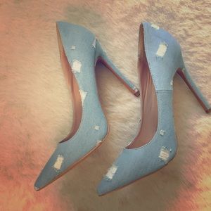 Blue jean ripped heels