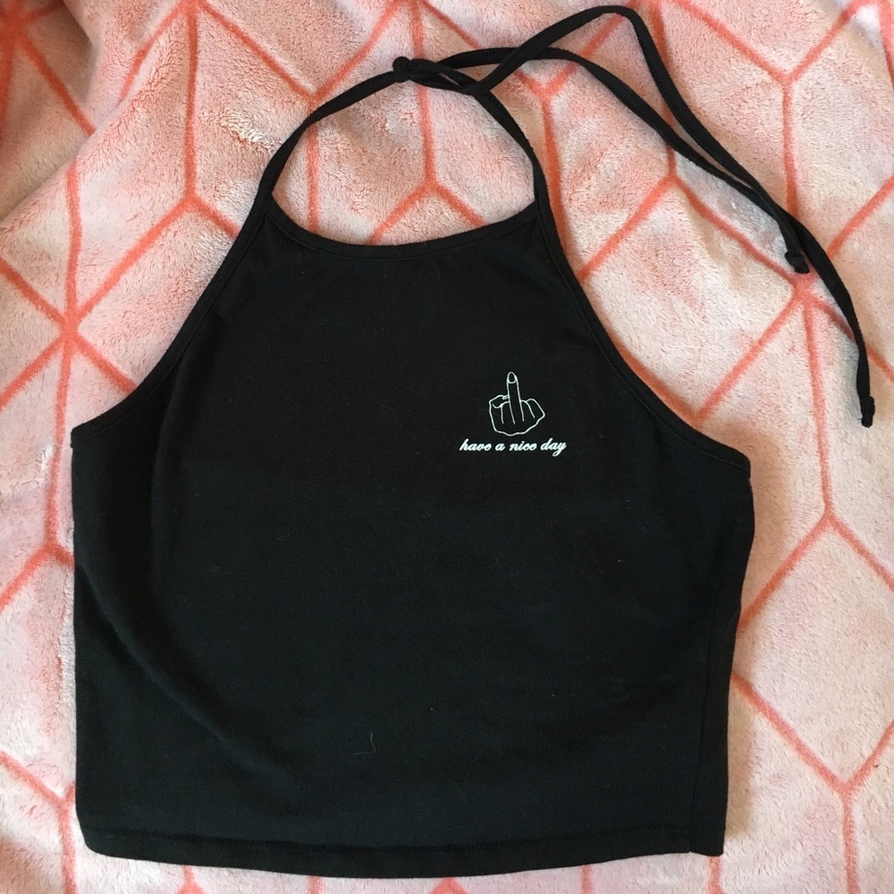 Pacsun Black Graphic Crop Top