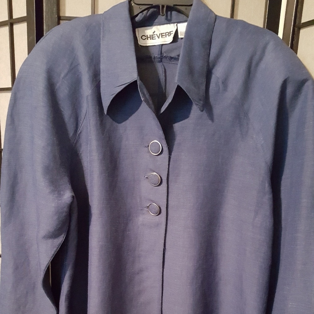 Classy blue Chevere flare jacket & wrap mini skirt