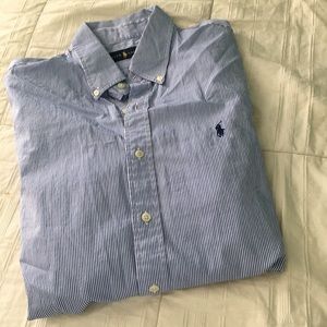 Men's Ralph Lauren Blue and White Button Down
