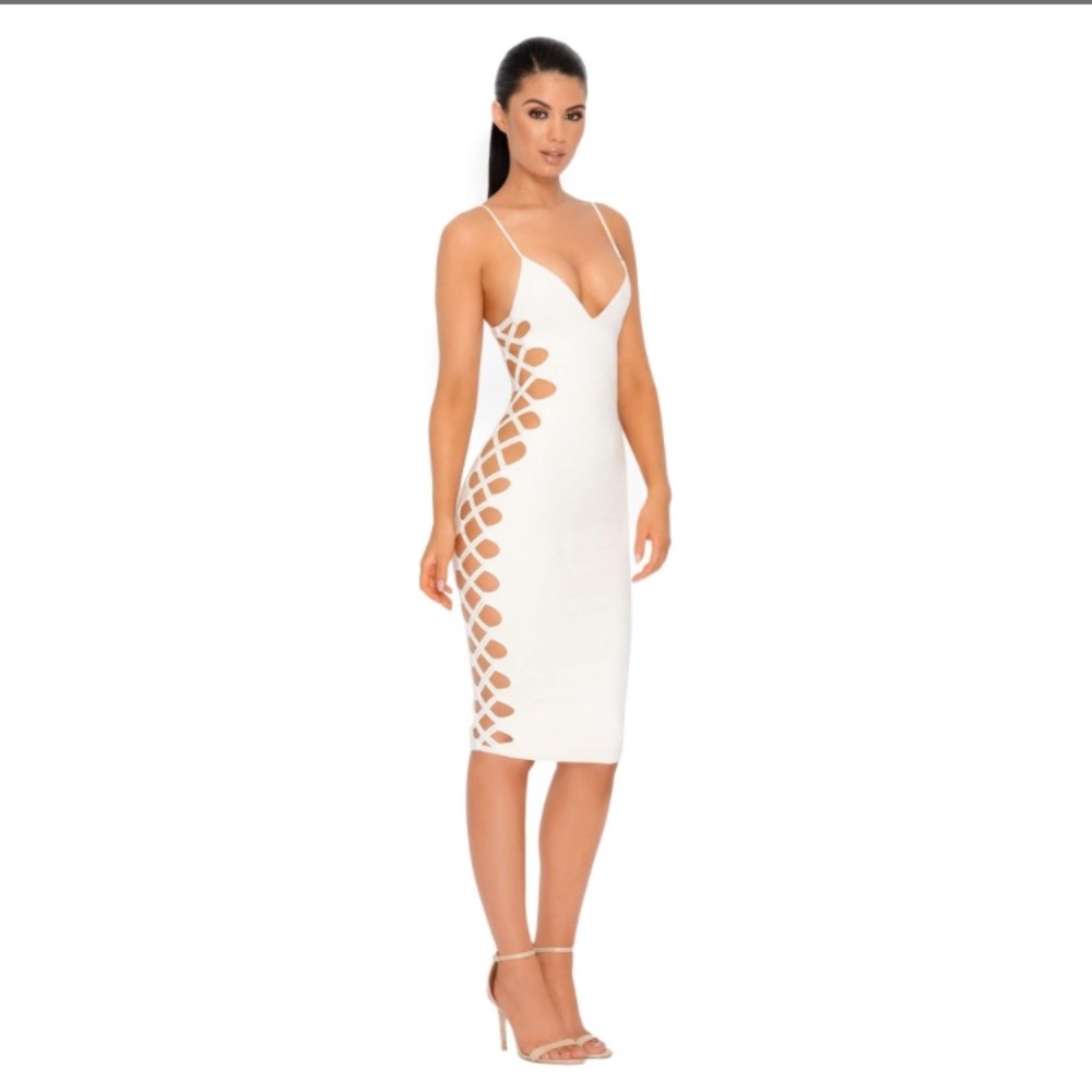 Gorgeous cutout side suede midi dress oyster