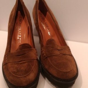 Pedro Morales Suede Heeled Penny Loafers