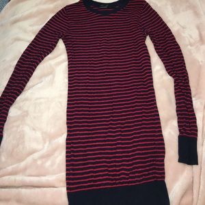 American apparel sweater dress navy/red