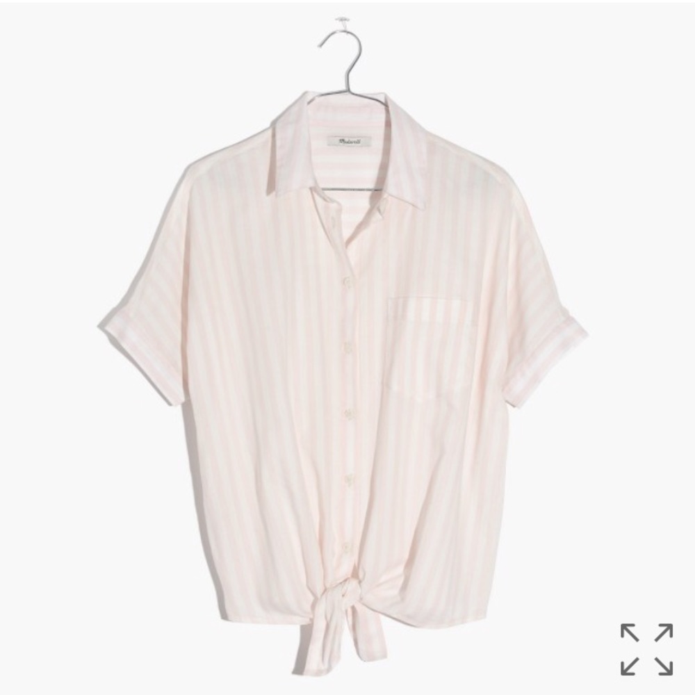 Madewell short-sleeve tie-front shirt stripe M