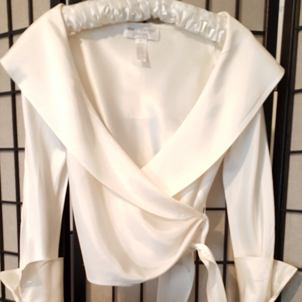 Eloquent Satin cream color dress top.