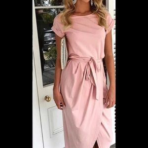 Blush Pink Wrap Maxi Dress