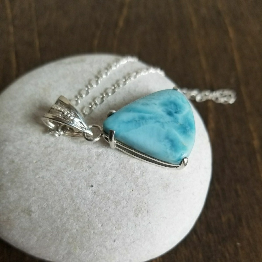 Larimar Triangle Pendant Necklace
