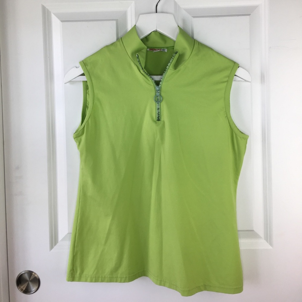Sweet Lies Lime Green Sleeveless Golf Zip Top / size M