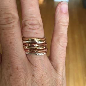 Set of 6 stackable rings. Tri-tone.