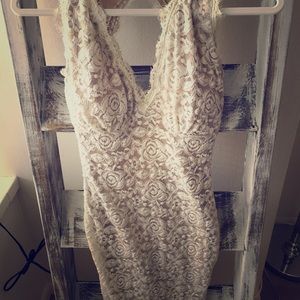 Beautiful tan and white evening dress