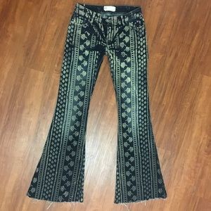 Printed denim flares