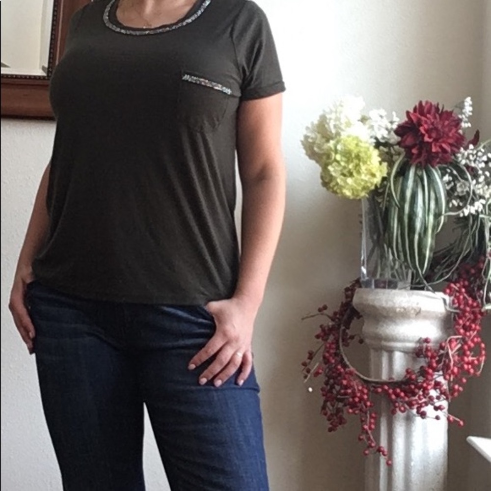 Hunter green bedazzled top